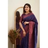 Generic Women's Banarasi Silk Woven Saree With Unstitched Blouse 5.5Mtr (Navy Blue)