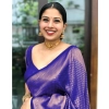 Generic Women's Banarasi Silk Woven Saree With Unstitched Blouse 5.5Mtr (Royal Blue)