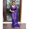 Generic Women's Banarasi Silk Woven Saree With Unstitched Blouse 5.5Mtr (Royal Blue)