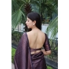 Generic Women's Banarasi Silk Woven Saree With Unstitched Blouse 5.5Mtr (Wine)