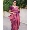 Generic Women's Banarasi Silk Woven Saree With Unstitched Blouse 5.5Mtr (Wine)