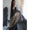 Generic Women's Banarasi Silk Woven Saree With Unstitched Blouse 5.5Mtr (Black)