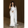 Generic Women's Cotton Printed Saree With Unstitched Blouse 5.5Mtr (white)