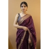 Generic Women's Banarasi Silk Woven Saree With Unstitched Blouse 5.5Mtr (Purple)