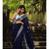 Generic Women's Banarasi Silk Woven Saree With Unstitched Blouse 5.5Mtr (Blue)
