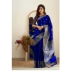 Generic Women's Banarasi Silk Woven Saree With Unstitched Blouse 5.5Mtr (Royal Blue)