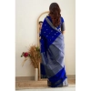 Generic Women's Banarasi Silk Woven Saree With Unstitched Blouse 5.5Mtr (Royal Blue)