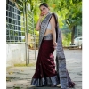 Generic Women's Banarasi Silk Woven Saree With Unstitched Blouse 5.5Mtr (Maroon)