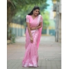 Generic Women's Banarasi Silk Woven Saree With Unstitched Blouse 5.5Mtr (Pink)
