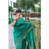 Generic Women's Banarasi Silk Woven Saree With Unstitched Blouse 5.5Mtr (Teal Green)