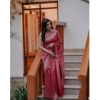Generic Women's Banarasi Silk Woven Saree With Unstitched Blouse 5.5Mtr (Red)