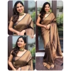 Generic Women's Banarasi Silk Woven Saree With Unstitched Blouse 5.5Mtr (Brown)