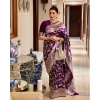 Generic Women's Banarasi Silk Woven Saree With Unstitched Blouse 5.5Mtr (Purple)