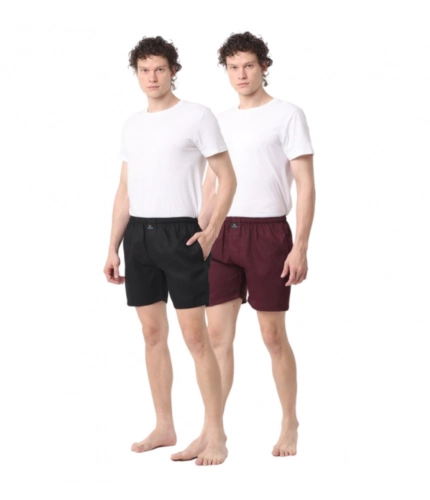Generic Pack_of_2 Men's Polycotton Solid Boxer Shorts (Multicolor)
