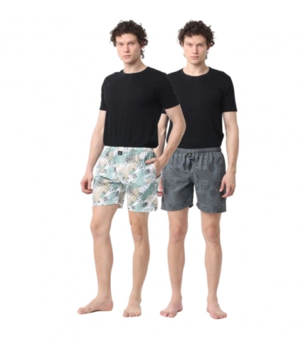 Generic Pack_of_2 Men's Polycotton Printed Boxer Shorts (Multicolor)