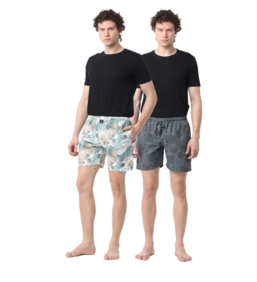 Generic Pack_of_2 Men's Polycotton Printed Boxer Shorts (Multicolor)