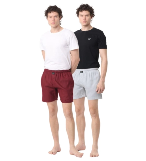 Generic Pack_of_2 Men's Polycotton Solid Boxer Shorts (Multicolor)