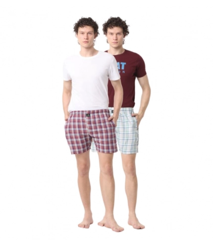 Generic Pack_of_2 Men's Polycotton Checked Boxer Shorts (Multicolor)