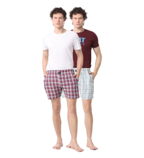 Generic Pack_of_2 Men's Polycotton Checked Boxer Shorts (Multicolor)