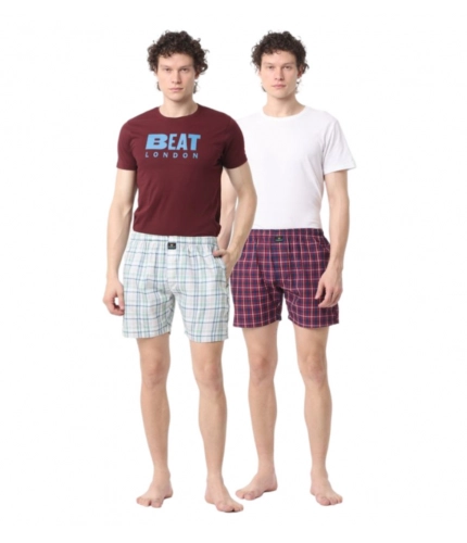 Generic Pack_of_2 Men's Polycotton Checked Boxer Shorts (Multicolor)