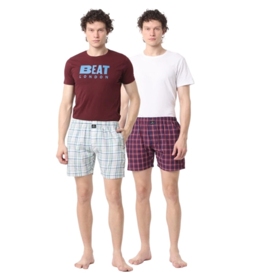 Generic Pack_of_2 Men's Polycotton Checked Boxer Shorts (Multicolor)