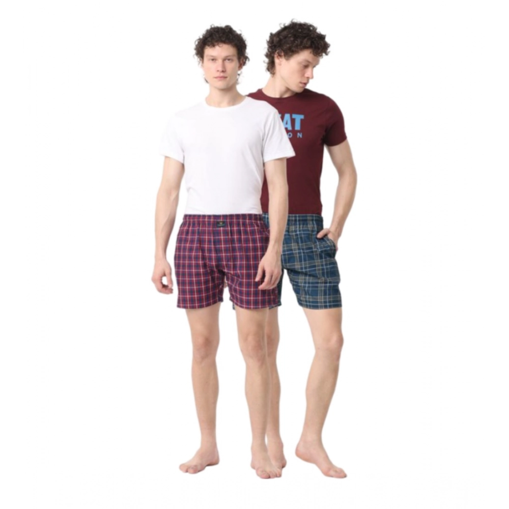 Generic Pack_of_2 Men's Polycotton Checked Boxer Shorts (Multicolor) Generic Pack_of_2 Men's Polycotton Checked Boxer Shorts (Multicolor)