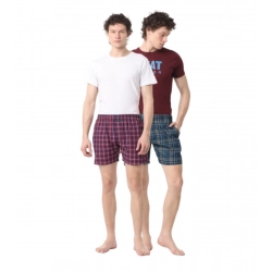 Generic Pack_of_2 Men's Polycotton Checked Boxer Shorts (Multicolor)