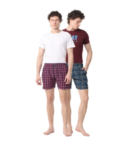 Generic Pack_of_2 Men's Polycotton Checked Boxer Shorts (Multicolor)