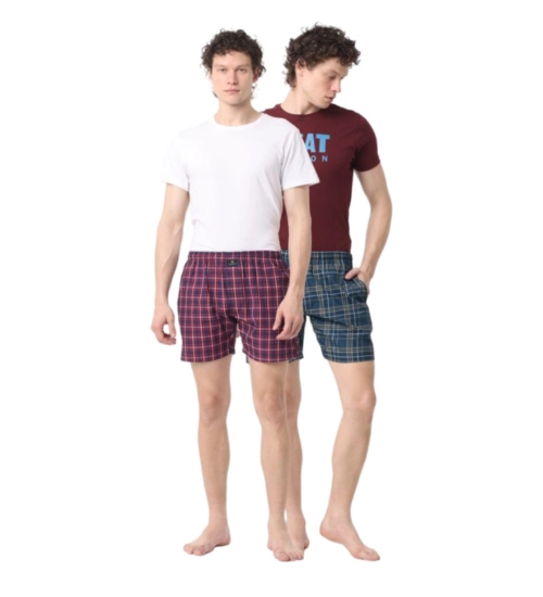 Generic Pack_of_2 Men's Polycotton Checked Boxer Shorts (Multicolor)