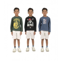 Generic Pack of 3 Boy's Cotton Printed Full Sleeve T-Shirt's (Multicolor)