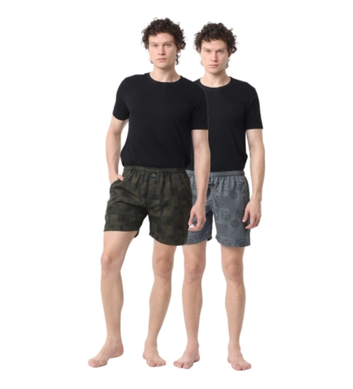 Generic Pack_of_2 Men's Polycotton Printed Boxer Shorts (Multicolor)