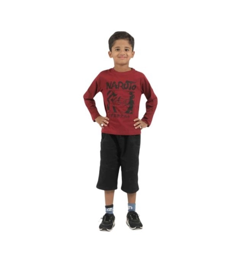 Generic Pack of 2 Boy's Cotton Printed Full Sleeve T-Shirt's (Multicolor)
