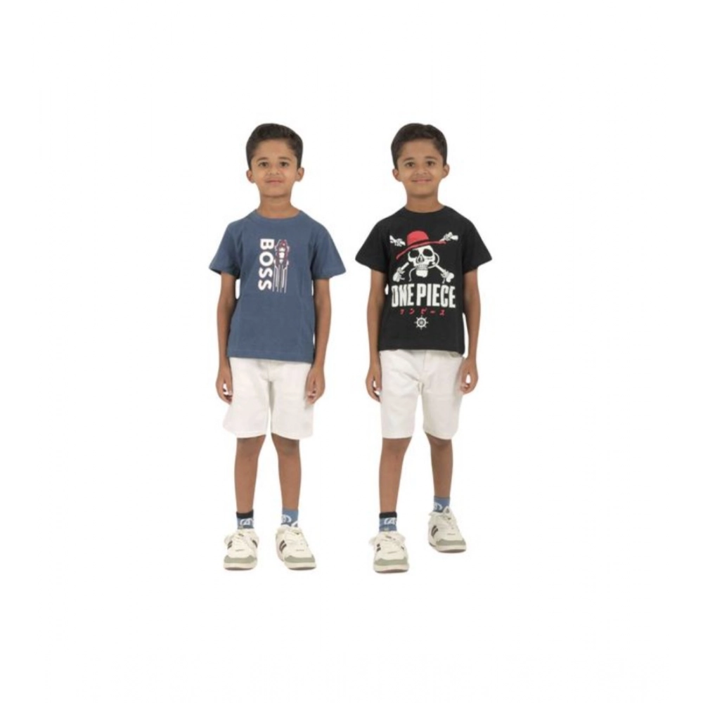Generic Pack of 2 Boy's Cotton Printed Short Sleeve T-Shirt's (Multicolor) Generic Pack of 2 Boy's Cotton Printed Short Sleeve T-Shirt's (Multicolor)