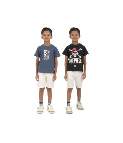 Generic Pack of 2 Boy's Cotton Printed Short Sleeve T-Shirt's (Multicolor)