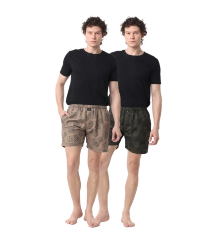 Generic Pack_of_2 Men's Polycotton Printed Boxer Shorts (Multicolor)