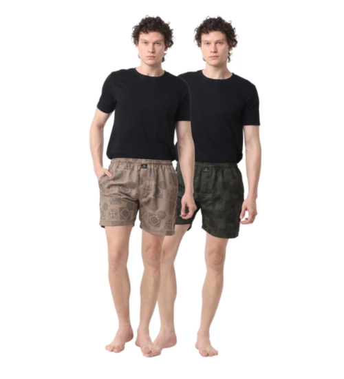 Generic Pack_of_2 Men's Polycotton Printed Boxer Shorts (Multicolor)