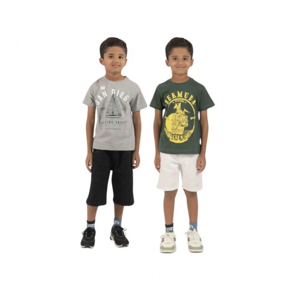 Generic Pack of 2 Boy's Cotton Printed Short Sleeve T-Shirt's (Multicolor) Generic Pack of 2 Boy's Cotton Printed Short Sleeve T-Shirt's (Multicolor)