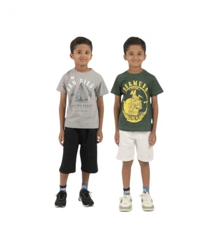 Generic Pack of 2 Boy's Cotton Printed Short Sleeve T-Shirt's (Multicolor)
