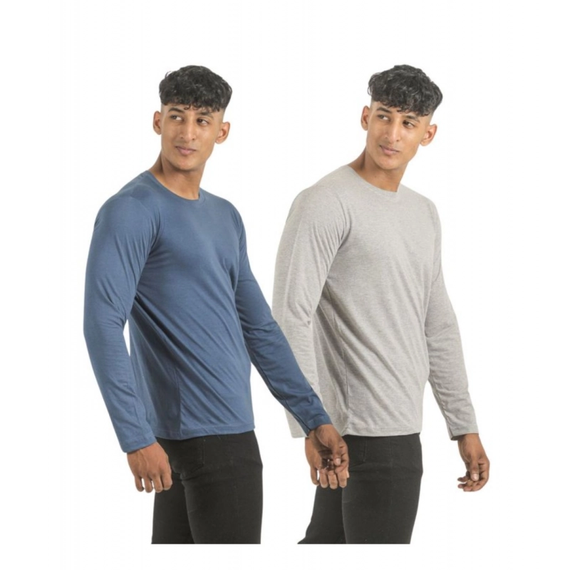 Pack of 2 Men's Casual Cotton Solid Full Sleeve Tshirts (Multicolor) Pack of 2 Men's Casual Cotton Solid Full Sleeve Tshirts (Multicolor)