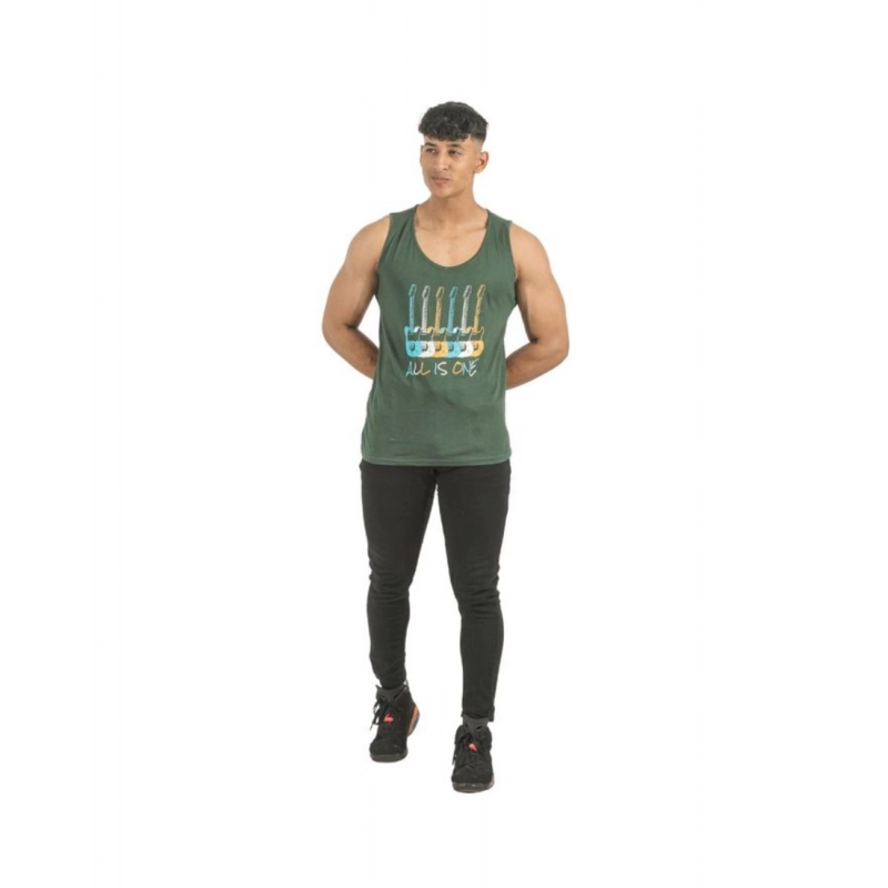 Pack of 2 Men's Casual Cotton Printed Sleeveless Sleeve Tshirts (Multicolor)