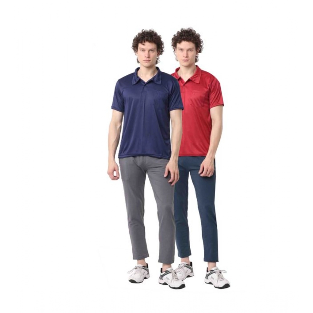 Generic Pack of 2 Men's Casual Cotton Blend Solid Short Sleeve Tshirts (Multicolor) Generic Pack of 2 Men's Casual Cotton Blend Solid Short Sleeve Tshirts (Multicolor)