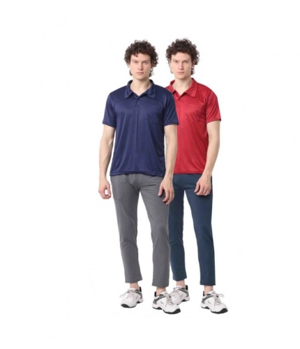 Generic Pack of 2 Men's Casual Cotton Blend Solid Short Sleeve Tshirts (Multicolor)