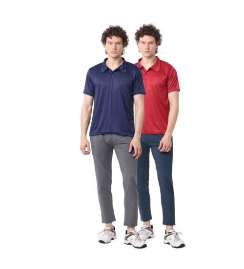Generic Pack of 2 Men's Casual Cotton Blend Solid Short Sleeve Tshirts (Multicolor)