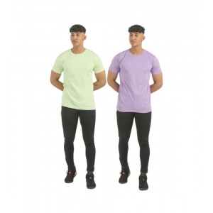 Generic Pack of 2 Men's Casual Cotton Solid Short Sleeve Tshirts (Multicolor)