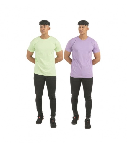 Generic Pack of 2 Men's Casual Cotton Solid Short Sleeve Tshirts (Multicolor)