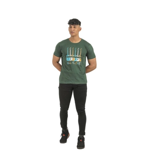 Generic Pack of 2 Men's Casual Cotton Printed Short Sleeve Tshirts (Multicolor)