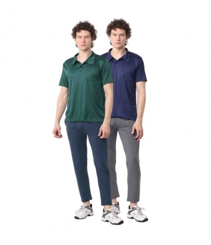 Generic Pack of 2 Men's Casual Cotton Blend Solid Short Sleeve Tshirts (Multicolor)