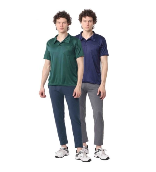 Generic Pack of 2 Men's Casual Cotton Blend Solid Short Sleeve Tshirts (Multicolor)