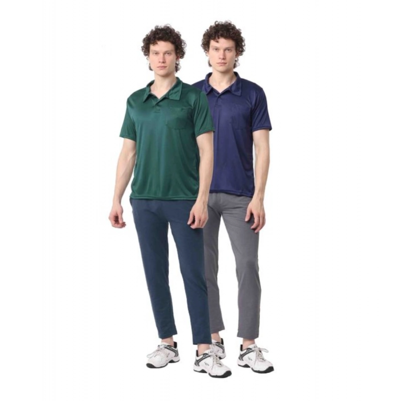 Pack of 2 Men's Casual Cotton Blend Solid Short Sleeve Tshirts (Multicolor) Pack of 2 Men's Casual Cotton Blend Solid Short Sleeve Tshirts (Multicolor)