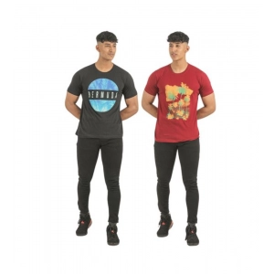 Generic Pack of 2 Men's Casual Cotton Printed Short Sleeve Tshirts (Multicolor)